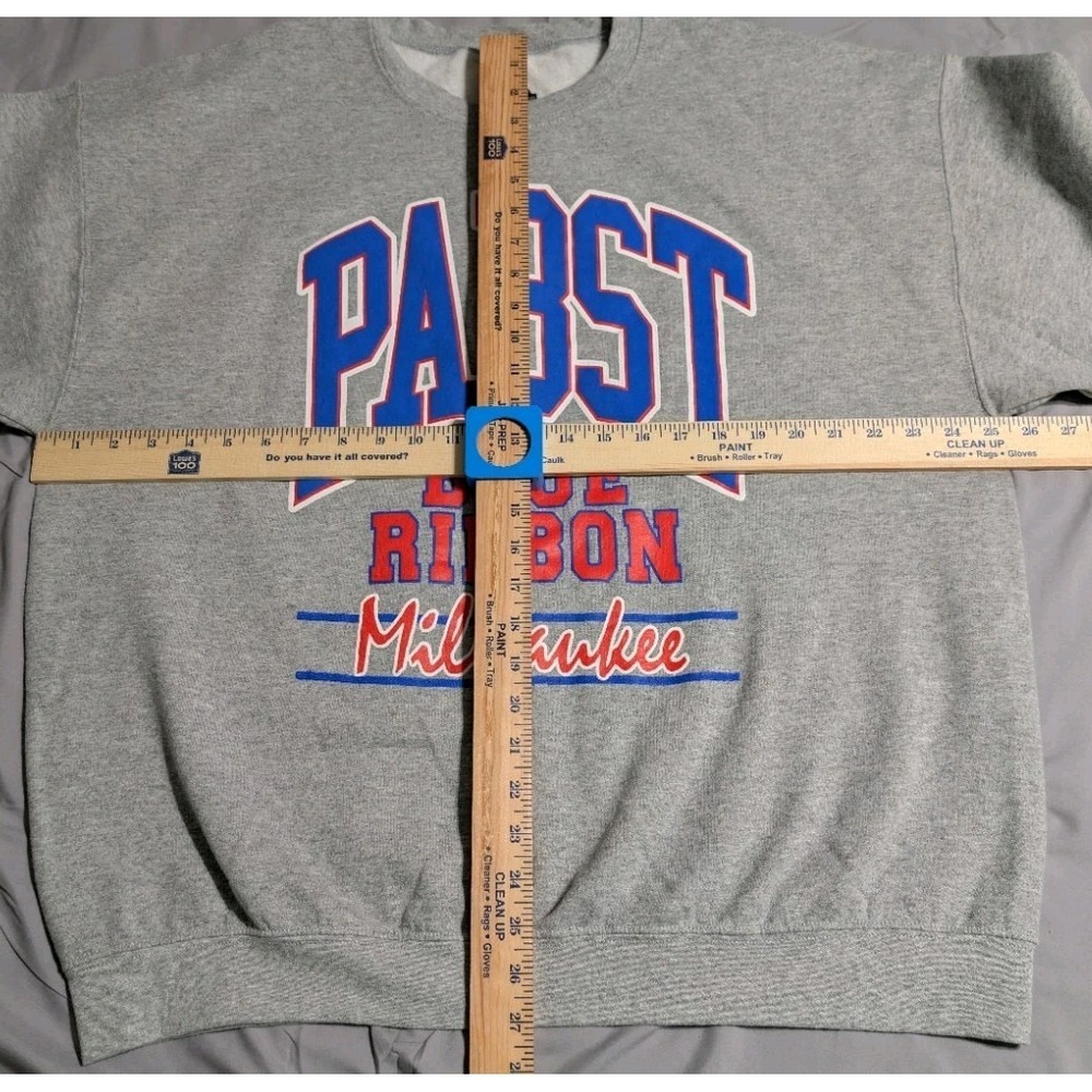 Pabst Blue Ribbon Milwaukee Crewneck Sweatshirt Mens XL Gray Beer Logo Graphic - Picture 5 of 6